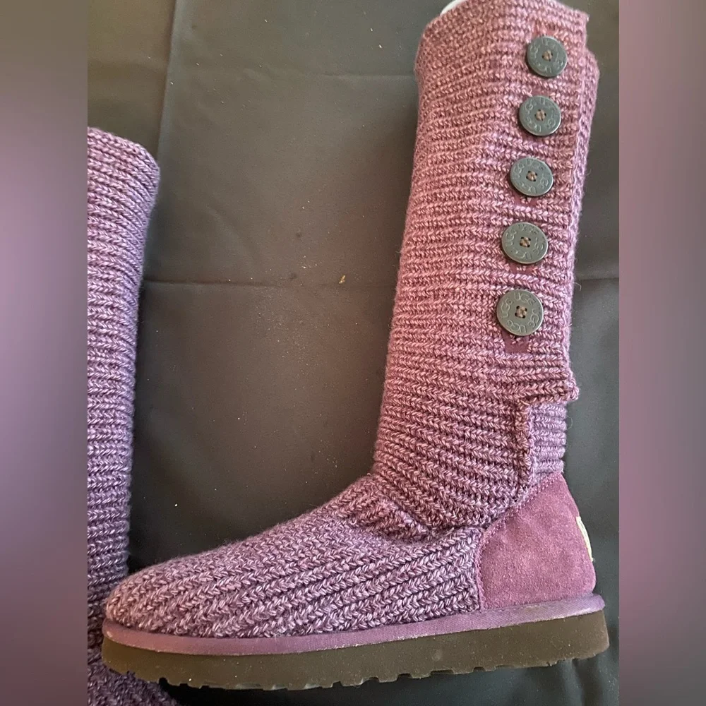 (EUC) UGG AUSTRALIA CARDY SWEATER KNIT TALL BOOT 10 PURPLE (EXCELLENT CONDITION) - Picture 6 of 9